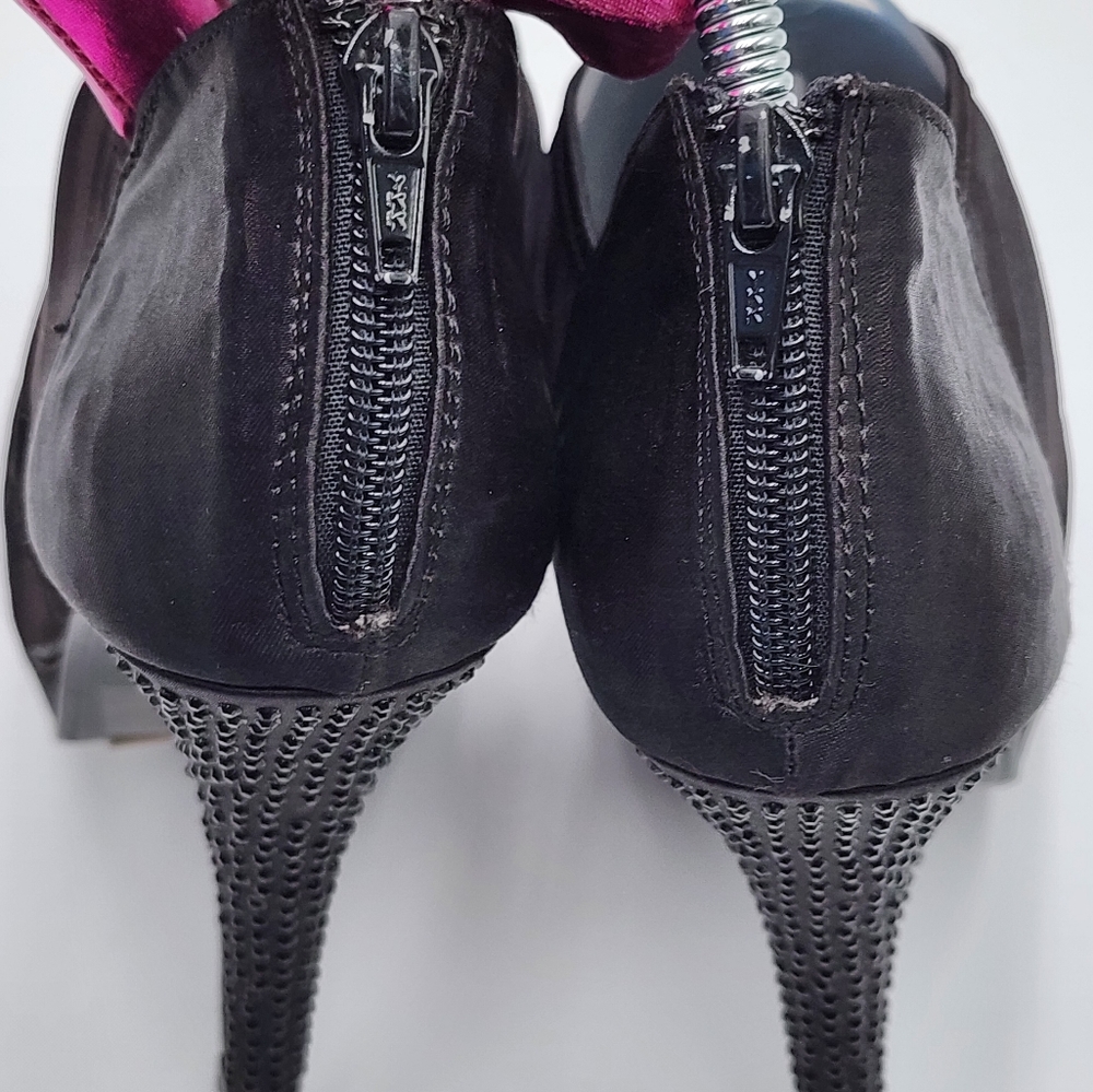 Vintage Bootie Peep-Toe, Black Rhinestone by Atmosphere, Rare, SZ US8/UK6/EU39 - Picture 4 of 17